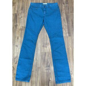 Free People Jeans Womens Sz 27x30 Turquoise Blue Stretch Denim Straight Leg Boho